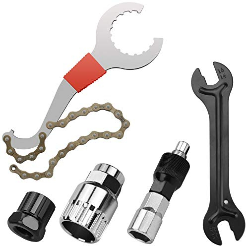 Drado Kit de Réparation pour Changer Les Cassettes et Boîtiers de Pédalier du Vélo et du VTT Fouet à Chaîne/Démonte Cassette/Extracteur du Pédalier/Extracteur de Manivelle/Clé