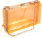 WJCD Transparente Damen-Handtasche, Acryl, klein, transparent, Crossbody-Tasche, Abendtasche, Stadion-zugelassen, goldfarbener Kettenriemen, Orange/Abendrot im Zickzackmuster (Sunset Chevron), Small