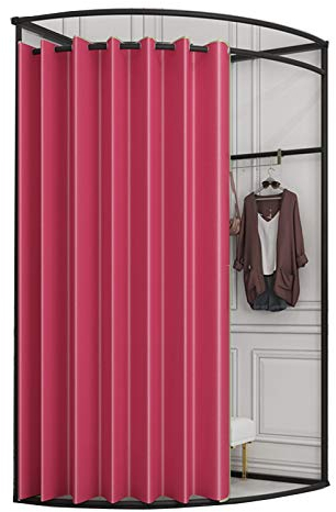 YXYECEIPENO Ankleidezimmer, Eckmontage, einfach beweglich, mit Vorhangschiene, Vorhang mit Gleitring, Büro, Umkleidekabine, 9 Farben, 2 Größen