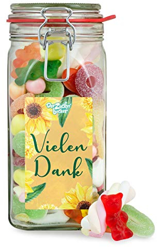 Vielen Dank - bunter Süßigkeiten-Mix im Naschglas, um Familie, Freunden und Mitarbeitern Danke zu sagen, 760 g
