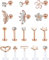 Milacolato Vorwärts Helix Knorpel Tragus Ohrringe Ohrstecker Edelstahl Acryl Klare Lippen Nasenringe Labret Ohrstecker CZ Blumen Blatt Opal Langhantel Helix Knorpel Ohrring Monroe Piercing Schmuck 16G