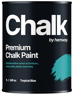 Hemway - Premium Chalk Paint - Tropical Blue 1 L | Chalky Matt Shabby Chic Finish for Interior Furniture & Walls | Quick Dry & 1 Coat