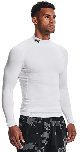 Under Armour Herren UA CG Comp Mock, Funktionsshirt mit Stehkragen, Langarmshirt für den Winter beim Laufen und Skifahren Anti-Geruchs-Technologie, Weiß, XS