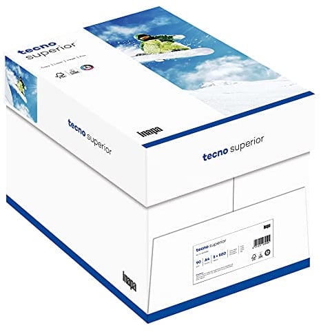 inapa Drucker-/ Kopierpapier tecno Superior: 90 g/m², A4, 2.500 Blatt (5x500), hochweiß