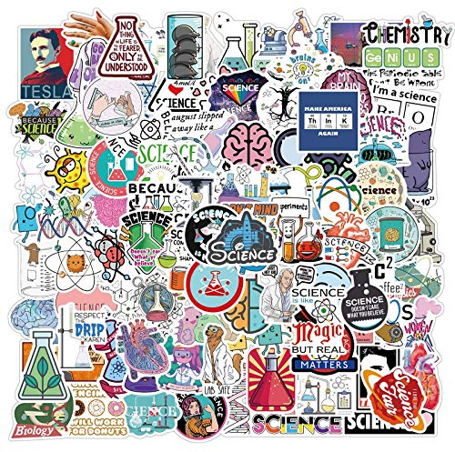 100 Stück Labor Physik Biologie Aufkleber Laptop Telefon Gitarre Skateboard Motorrad Fahrrad Vinyl Stickers Wasserdicht Ästhetisch Student Wissenschaftlich Aufkleber für Jugendliche Kinder Erwachsene