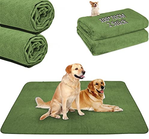 2er Welpenunterlage Waschbar Puppy Training Pads, 100 x 70cm Schnell Absorbierend Haustier Hygieneunterlage, Wiederverwendbar Trainingsunterlagen für Welpen, Alte, oder inkontinente Hunde