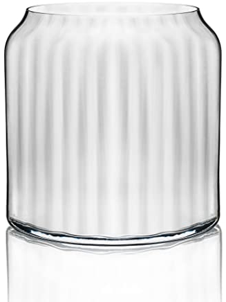Wide Large Diameter Vase Mirage | Crystal Glass Decoration Vase with Optic Effect | 19cm