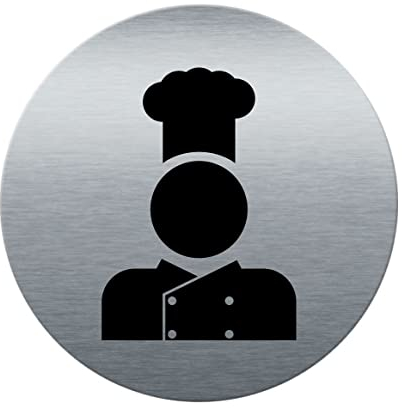 AUA SIGNALETIQUE - Plaque de porte Aluminium brossé imprimé AluSign Ø 85 mm - épaisseur. 3 mm - Double Face adhésif au dos (Cuisine)