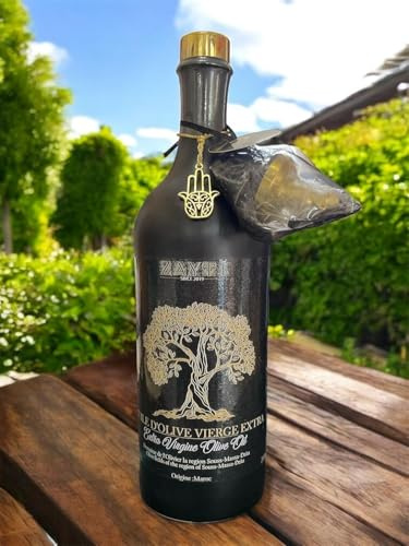 Huile d’Olive Vierge Extra du Maroc – Première Pression à Froid – 700ml en Bouteille d’Argile Blanche. Zéro Résidu de Pesticides. Non Filtrée