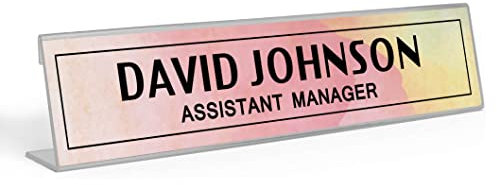 Printtoo Escritorio Personalizado Placa De Nombre Pretty Acuarela Accesorio De La Placa De La Placa Del Escritorio De La Oficina De Acrílico Personalizado 2x10 Pulgadas