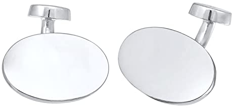 Kuzzoi Manschettenknöpfe für Herren, Cufflinks glanzvoll oval im Design, aus 925er Sterling Silber, Klassischer Schmuck für das Hemd, Stilvolles Männer Geschenk für Hochzeit und Geburtstag
