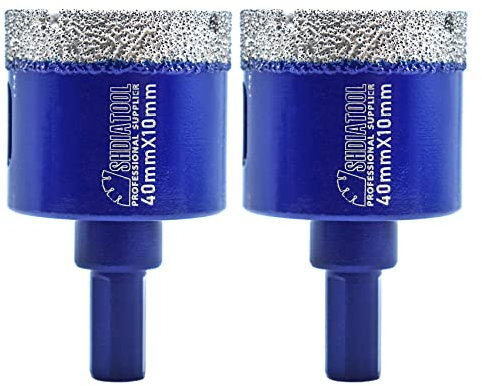 SHDIATOOL Diamond Drill Core Bits 2PC 40mm Triangle Shank Hole Saw for Porcelain Tile Marble Ceramic Granite