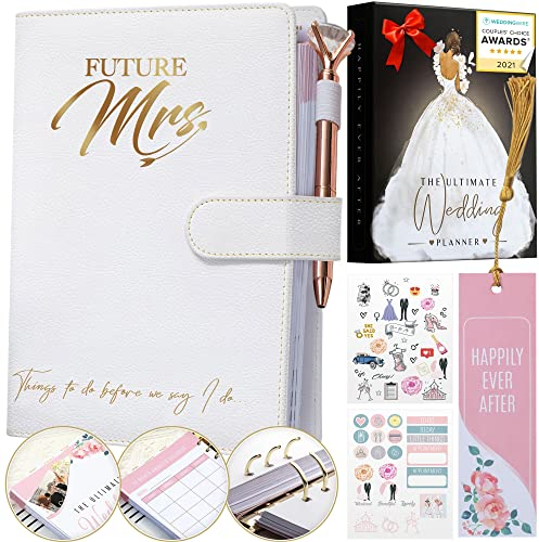 DELUXY The Ultimate Wedding Planner Book & Organizer For The Bride - Cool Engagement Gift Journal, Wedding Gifts Binder Agenda, Knot Bridal Wedding Planning Book With Checklist
