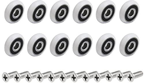 Rotelle per Box Doccia 12 pezzi Cuscinetti Box Doccia 23 mm Rotelline Box Doccia Ruote Doccia Porta Scorrevole Guide di Scorrimento per Porte con Viti per Porta Della Doccia (23mmM5)