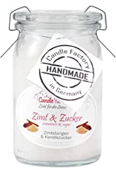 Candle Factory Baby Jumbo Duftkerze aus pflanzlichem Stearin im hitzebeständigen Glas der Marke Weck®, bis zu 24h Brennzeit, Duft: Zimt & Zucker