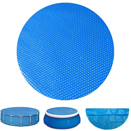 Diameter 12ft Round Solar Pool Cover,Blue Bubble Wrap Heat Retaining Blanket for Above-Ground Swimming Pools and Spas,Rainproof Dustproof Pool Cover Protector Solar Pool Blanket