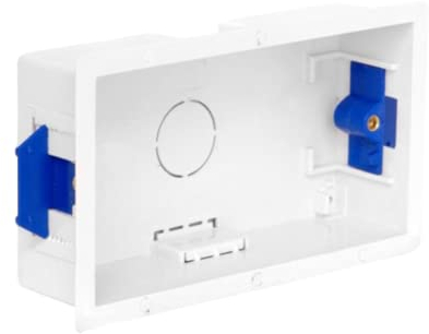 AXIOM 35-45mm Dry Lining Back Box Flush Wall Electrical Recessed Flush Mount Deep Pattress Box Fused Spur Euro Module Faceplates (1 Gang, 2 Gang, Dual, Triple) (45mm 2 Gang, 1)