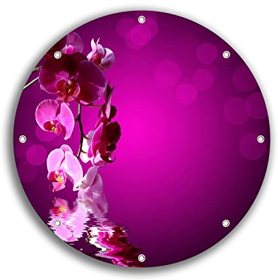 Wallario rundes Outdoor-Poster für Garten oder Balkon Rosafarbene Orchidee Blüten in pink, Motivbanner 30 cm Durchmesser