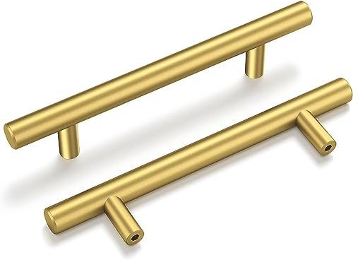 goldenwarm 5Pcs Kitchen Cupboard Handle 128mm Hole Centers Gold Kitchen Handles Stainless Steel
