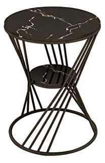 Nachttische Runder Couchtisch, Kunstmarmor-Finish, Metall-Couchtisch, Café, Wohnzimmer, Büro, Balkon, Verhandlungstisch, Korbtisch (Farbe: D, Größe: 40 x 40 x 55 cm)