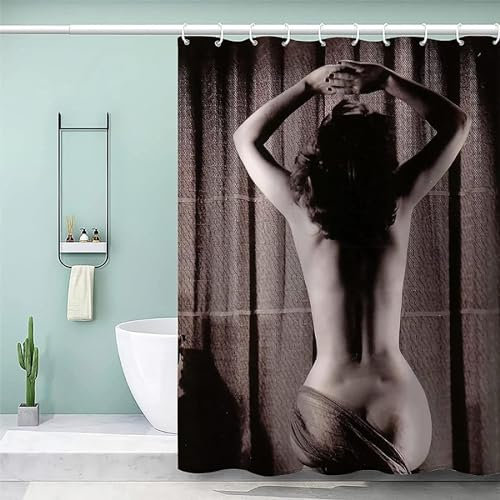Tizhweqo Rideau de Douche Beauté Sexy Rideau Douche Anti Moisissure Sexy 3D Rideau Salle de Bain Tissu Polyester pour Baignoire, Rideaux de Douche 120x200 avec 8 Crochets