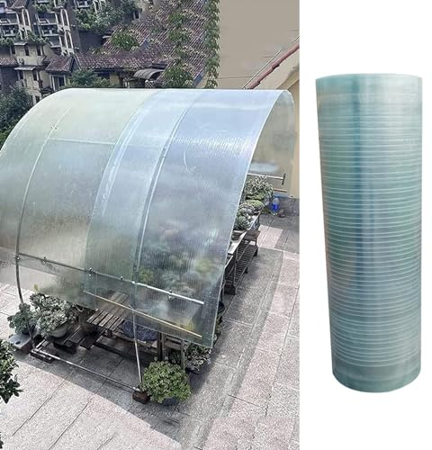 Polycarbonat-Dachplatte,Gewächshausplatten Stegplatten Ersatzplatten,Leicht Zu Schneiden Transparente Glasfaserplatte, Stoßfest, UV-Schutz, Für Terrassen Gartenbau Carports (1.5x6m)