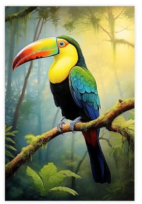 Poster mit Keel Billed Tukan, Dschungelvogel, 1 Leinwand-Poster, Schlafzimmer, Dekoration, Sport, Landschaft, Büro, Raumdekoration, Geschenk, ungerahmt, 60 x 90 cm