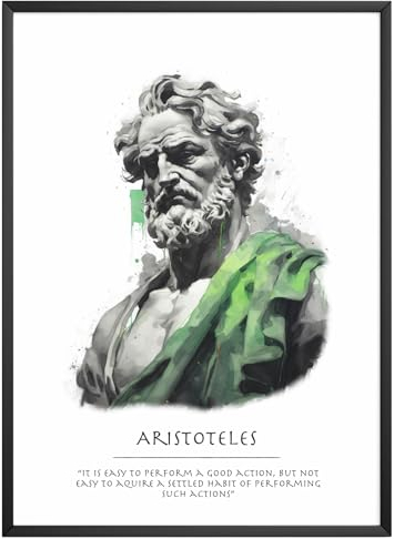MJ-Graphics - Motivations Poster Aristoteles Motivationsspruch - Philosophie-Weisheit Poster | Wandbild Din A3 in Galerie Qualität extra dickes Posterpapier - FineArt Kunstdruck ohne Bilderrahmen