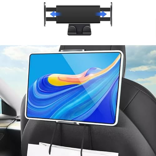HommyFine Tablet Holder Back Seat for Tesla Model Y, 3, S, X, Headrest Tablet Mount Headrest Stand Cradle Accessories for iPad Pro 12.9, Air, Mini, Galaxy Tab, iPhone 4-13