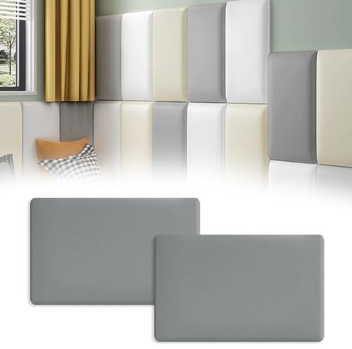 XLSBZ 3D Wandpaneele,2 Stück 30x40cm Wandpolsterung Polster Wandpaneele Wandkissen Selbstklebend Bett Wandpolster für Schlafzimmer,Kinderzimmer (Grau)