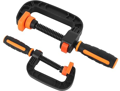 2Pcs C Clamp Set - Strong Clamping Force Plastic Rubber Clamps for Woodworking, DIY and Household Projects, Adjustable and Ergonomic with Quick-Release Button - 2/3inch