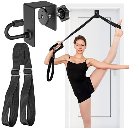 Kipika Stretching Strap with Door Anchor - Door Flexibility Trainer for Ballet, Dance, Yoga, Taekwondo, and Gymnastics - Leg Stretch Strap with Loops - Adjustable Splits Trainer for Home - Ballet