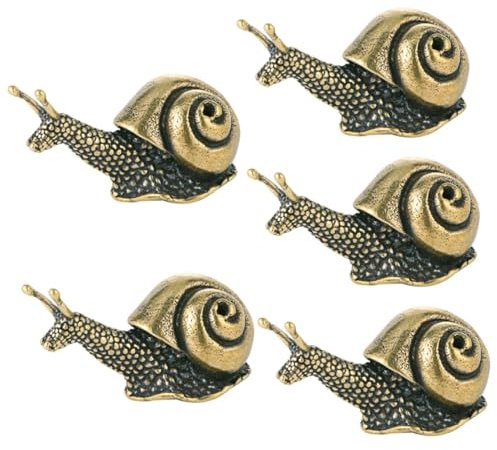 BESPORTBLE 5St Schneckenschmuck aus reinem Kupfer Schneckenhandwerk aus Messing rustikale Dekorationen Wohnkultur Modelle Büroschmuck Desktop-Schneckenverzierung Glücklich Ornamente Handhaben