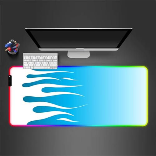 RGB Tapis de Souris Gaming Grand Tapis de Souris XXL 900x400x3mm 14 Modes d'éclairage LED Lumineuse Tapis de Souris Mouse Pad Rétroéclairage pour Gamer Clavier PC, Blanc Vert