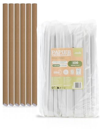 Mank Umweltfreundliche Papiertrinkhalme, Bubble Tea Papphalme für Partys & Hochzeiten, in recycelbarem Folienbeutel, Strohhalme (100, Naturbraun, einzeln gehüllt, Ø 12 mm / 23 cm)