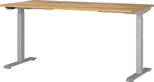 Germania Schreibtisch 7908-641, in Navarra-Eiche-Nb./Silber, EL. höhenverstellb., 160 x 120 x 80 cm (BxHxT)