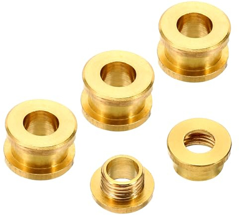 PATIKIL 5mm(1/5 Inch) Solid Brass Hole Eyelets, 4 Pcs Flat Self Backing Grommets with Washer for Leather Craft, Brass Tone