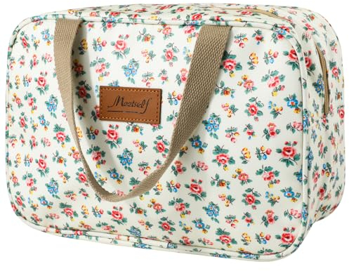 wordmouk Trousse de Toilette Voyage, Grand Multifonction Imperméable Portable Sac Cosmétique, Voyage Accessoire Avion Trousse de Maquillage avec Fermeture Éclair pour Femme Homme(De Fleurs)
