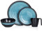Camping Geschirr Set 1 Person 4-teilig | Melamin | Picknick Geschirrset | Campinggeschirr Stone Blue Design