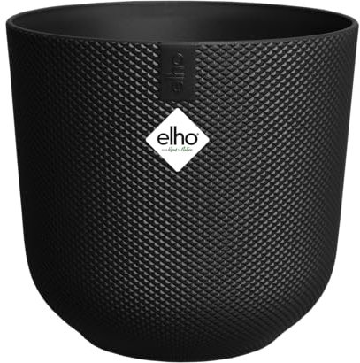 Elho Jazz Round 19cm - Maceta Interior - Estructura Única - 100% Plástico Reciclado - Negro/Living Black