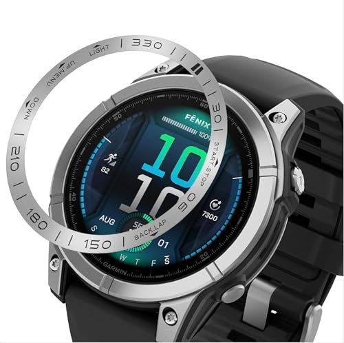 GIOPUEY Schutzring Kompatibel mit Garmin Fenix 8 47mm, Bezel Ring Bezel Styling Lünette Schutz hülle, Schutzring aus Aluminiumlegierung aus Metall - Silver