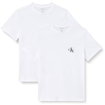 Calvin Klein Damen 2er Pack T-Shirts Kurzarm Logo Tee mit Rundhalsausschnitt