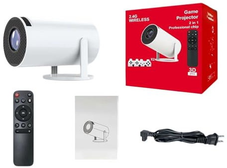 SHANGYU Proyector inteligente 4K WiFi Bluetooth, proyector de películas giratorio de 180° para exteriores, proyector de juegos retro, proyector de películas al aire libre, portátil, con tarjeta TF con