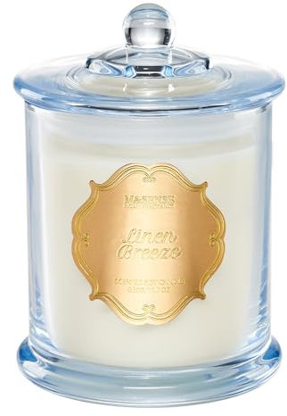 M&SENSE Duftkerze im Glas groß Leinen Brise Kerze 360g über 60 std. Brenndauer natürliche Aromatherapie Kerze stark duftende lang anhaltende Entspannung Heim Deko Geschenk für sie
