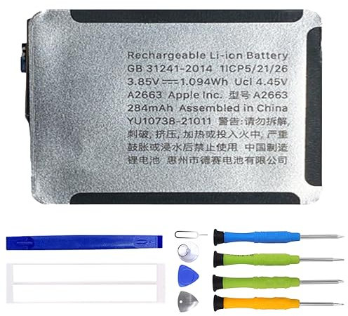 ERYNK A2663 Replacement Battery for A-pple Watch Series 7 41 mm & Watch Series 8 41 mm A2773, A2775, A2772, A2774, A2475, A2476, A2477, A2478 Replacement Battery with Tool Kit