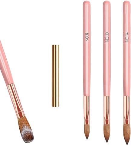 3 Pcs Acrylic Nail Brush Set for Acrylic Powder, Nail Art Brushes for Professional Use, Precision Detailing Brushes for Manicure & Pedicure, Durable & Easy to Clean