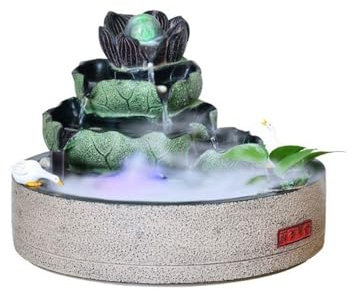 Fontaine cascade intérieure Ornements d'eau qui coule Fontaine d'eau en circulation Lotus Salon Bureau Ornements de bureau décoratifs Ouverture Cadeaux de pendaison de crémaillère Décor de fontaines d