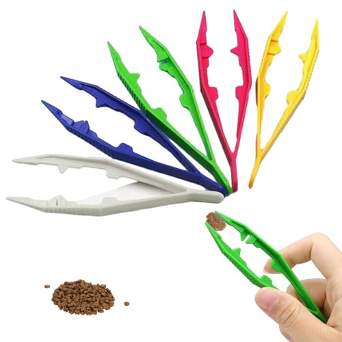 5 PCS Plastic Tweezers,Multiple Colors Plastic Tweezers,4.3 Inch Colorful Craft Tweezer,Lightweight & Durable Tweezer Set,for Handmade DIY Crafts,for Feeding Reptile,Beads Family Handmade Classroom