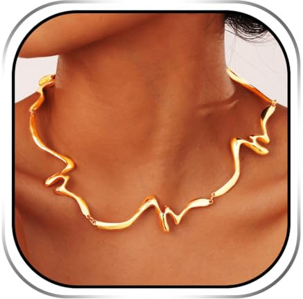 Handcess Boho Gold Halskette Choker Halsketten Kette Statement Halskette für Frauen