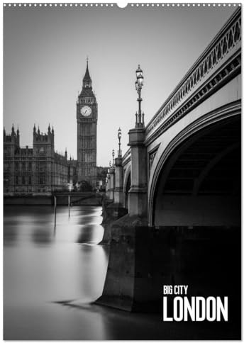 Big City London (Wandkalender 2026 DIN A2 hoch), CALVENDO Monatskalender: Es erwarten Sie zwölf klassische London Ansichten in Schwarz-Weiß (CALVENDO Orte)